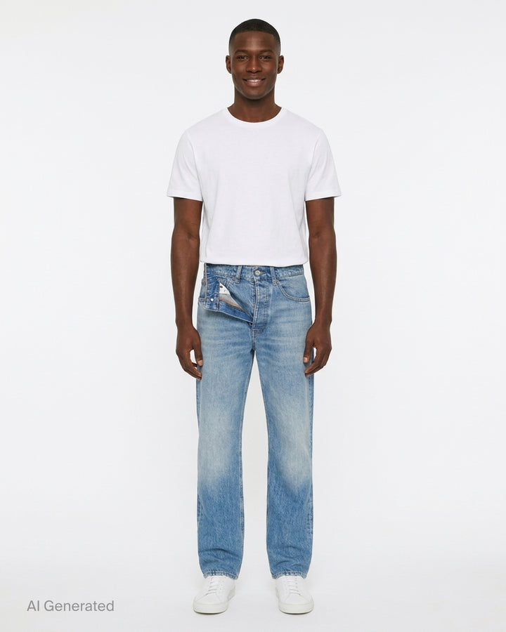 Light Wash Straight-Leg Jeans | MM6 Maison Margiela | Club21 - front