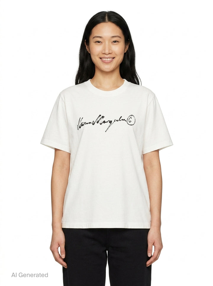Signature Logo Basic Cotton Tee | MM6 Maison Margiela | Club21 - front
