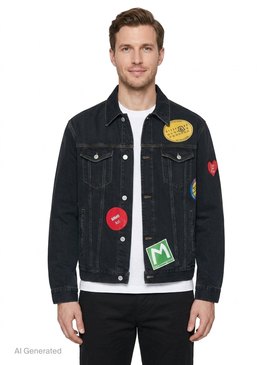 Sticker Print Denim Jacket | MM6 Maison Margiela | Club21 - front