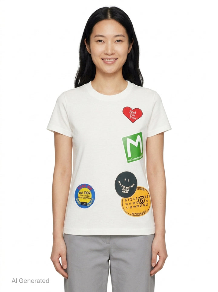 Sticker Print Heavy Cotton Tee | MM6 Maison Margiela | Club21 - front
