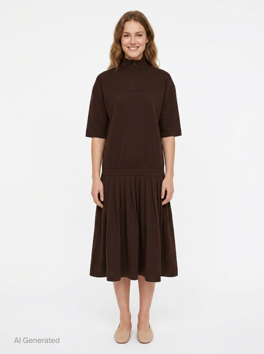 Wool Shirting Drop-Waist Dress | MM6 | Club21 - front
