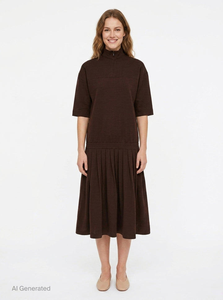 Wool Shirting Drop-Waist Dress | MM6 | Club21 - front