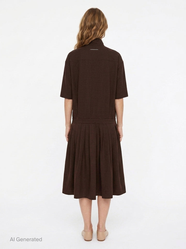 Wool Shirting Drop-Waist Dress | MM6 | Club21 - back