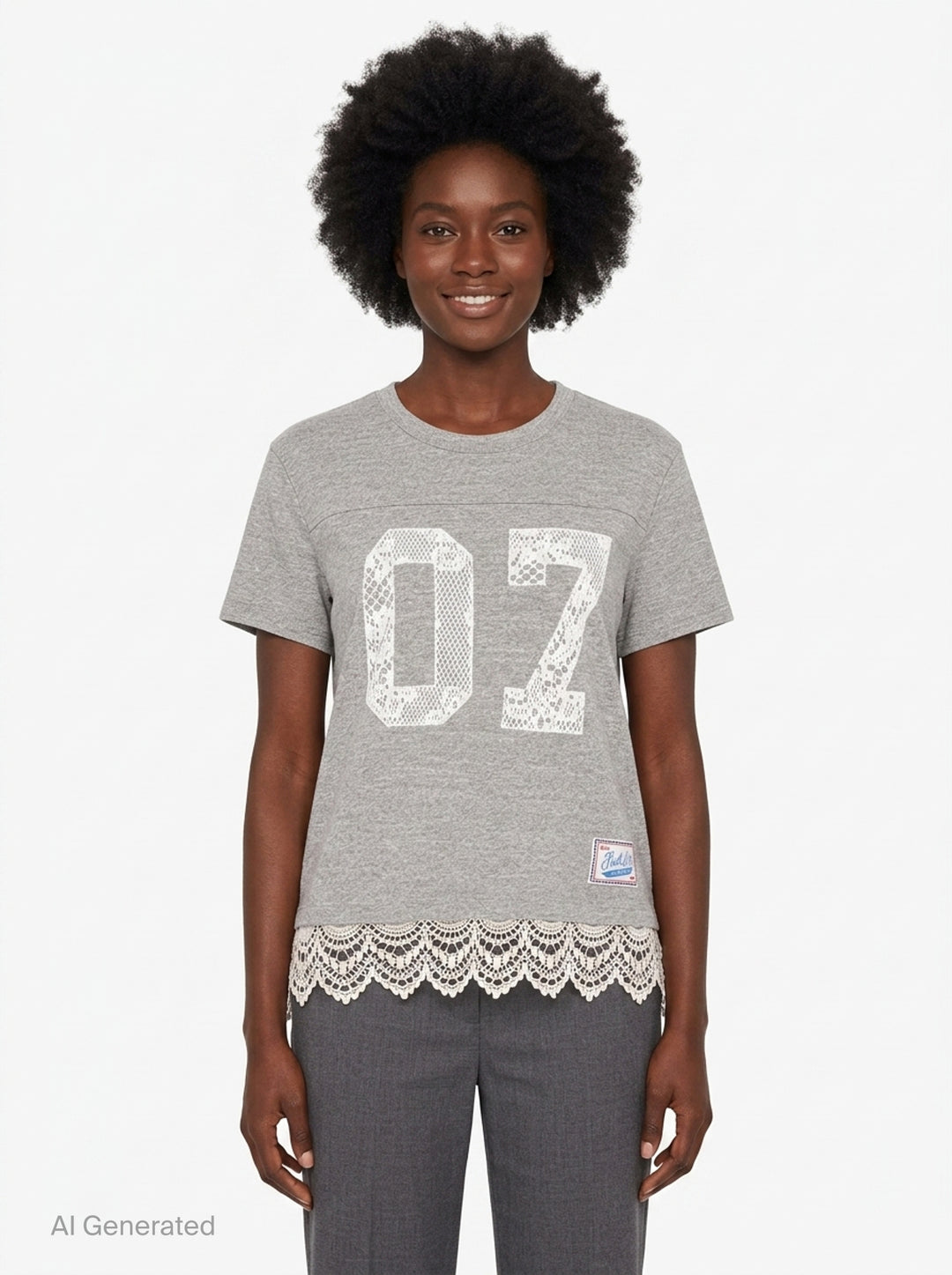 The Footballer Lace Trim Tee | Mother | Club21 - front