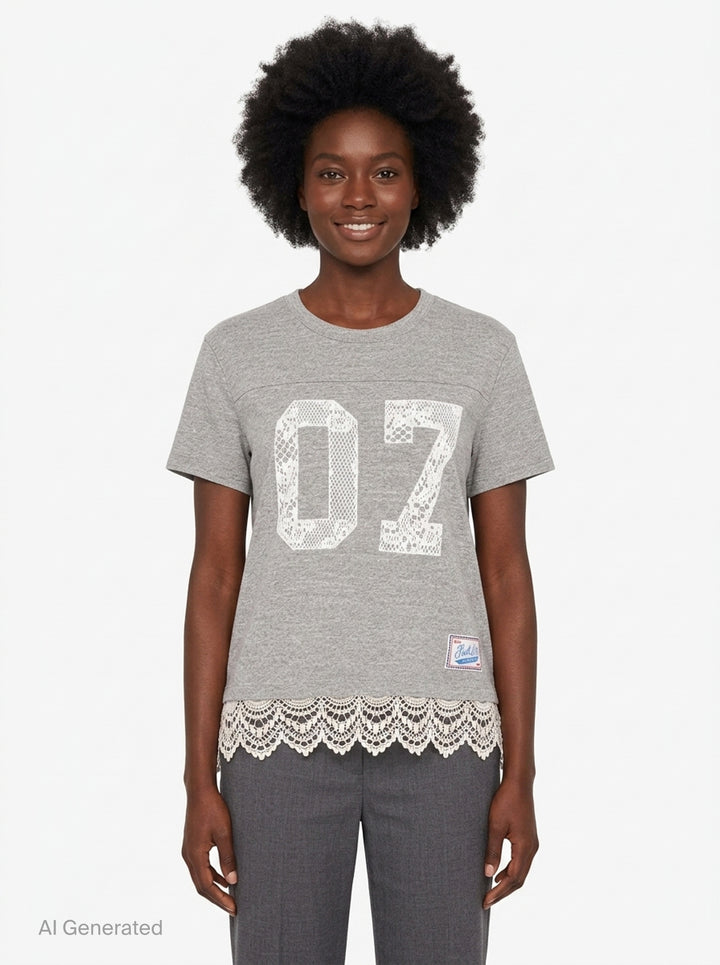 The Footballer Lace Trim Tee | Mother | Club21 - front