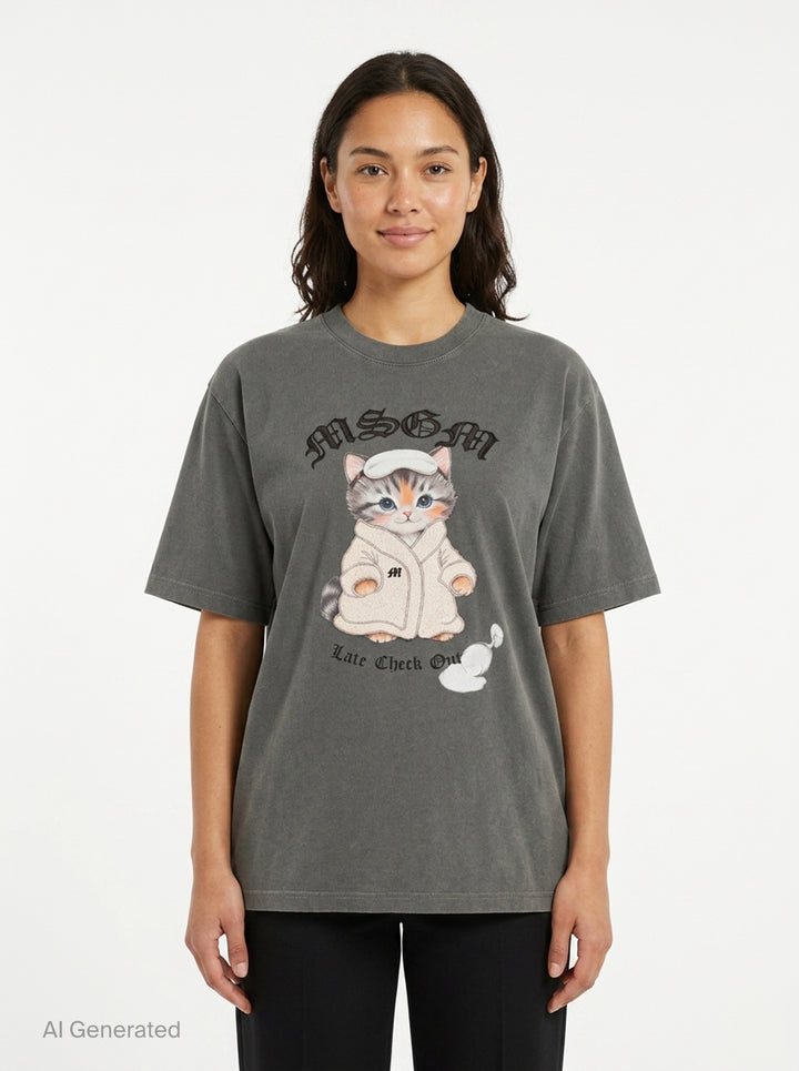 Bathrobe Cat Graphic Tee | MSGM | Club21 - front