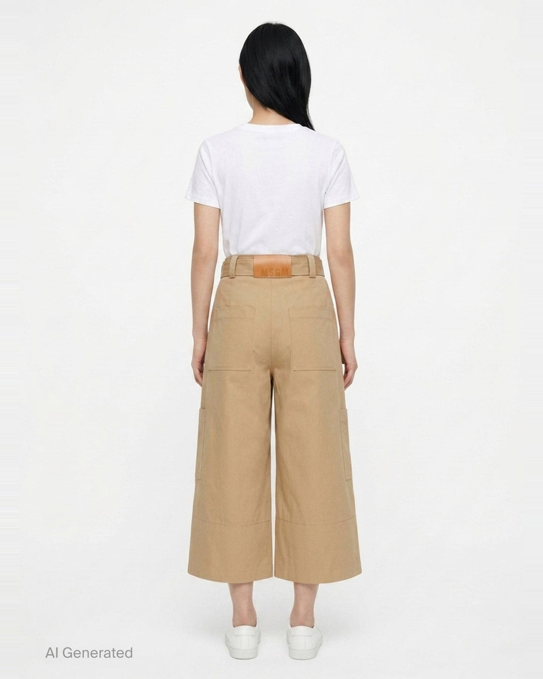 Belted Wide-Leg Culotte Pants | MSGM | Club21 - back