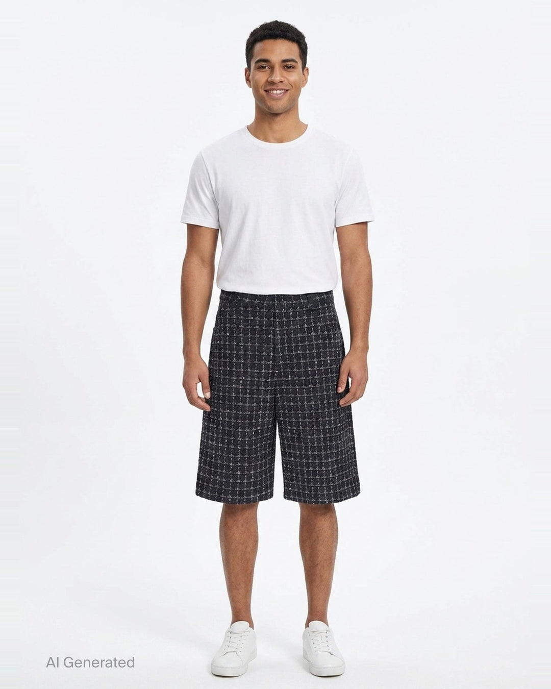 Checkered Tweed Bermuda Shorts | MSGM | Club21 - front