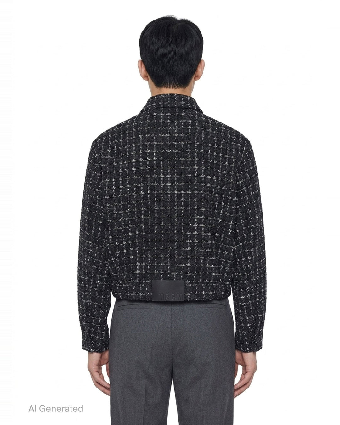 Checkered Tweed Blouson Jacket | MSGM | Club21 - back