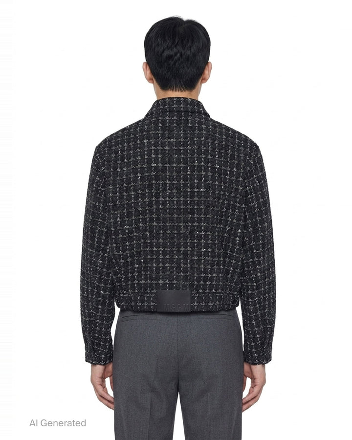 Checkered Tweed Blouson Jacket | MSGM | Club21 - back