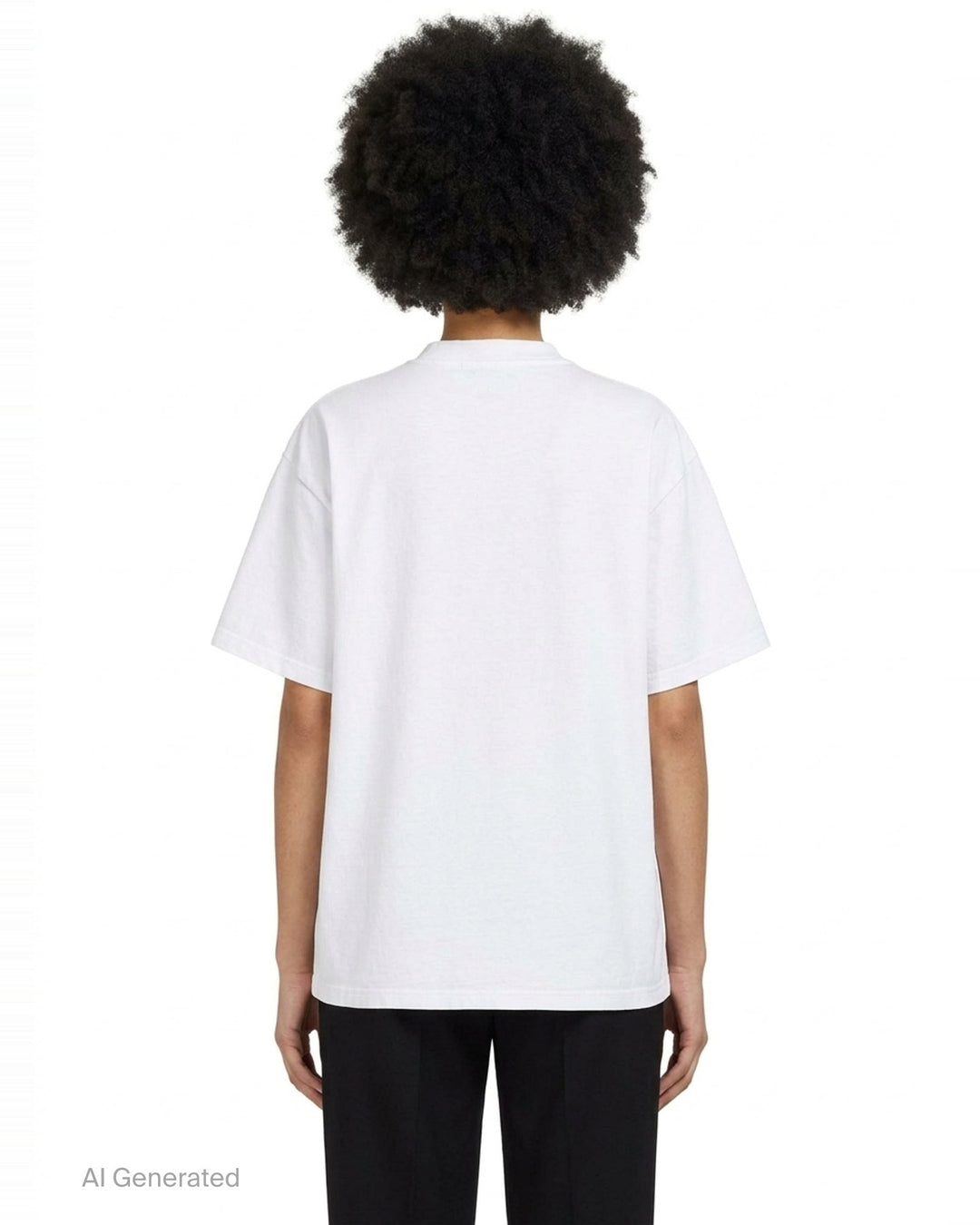 MSGM white oversized crew-neck tee featuring an airbrushed pink cat-in-a-teacup graphic with rhinestone crystal embellishments and MSGM script lettering - back