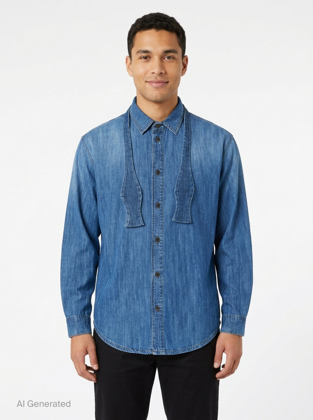Denim Shirt With Bowtie | MSGM | Club21 - front