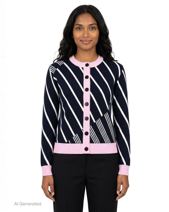 Diagonal Stripes Cardigan | MSGM | Club21 - front