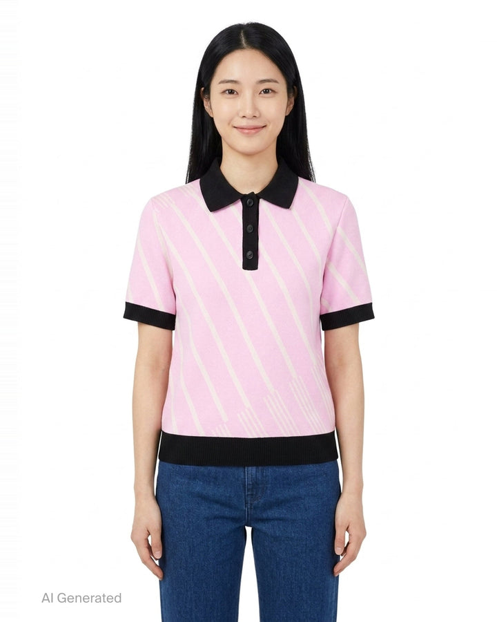 Diagonal Stripes Polo | MSGM | Club21 - front
