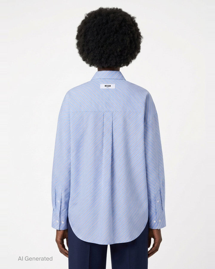 Diagonal Stripes Shirt | MSGM | Club21 - back