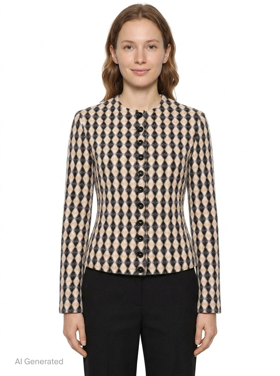 Diamond Check Fitted Jacket | MSGM | Club21 - front