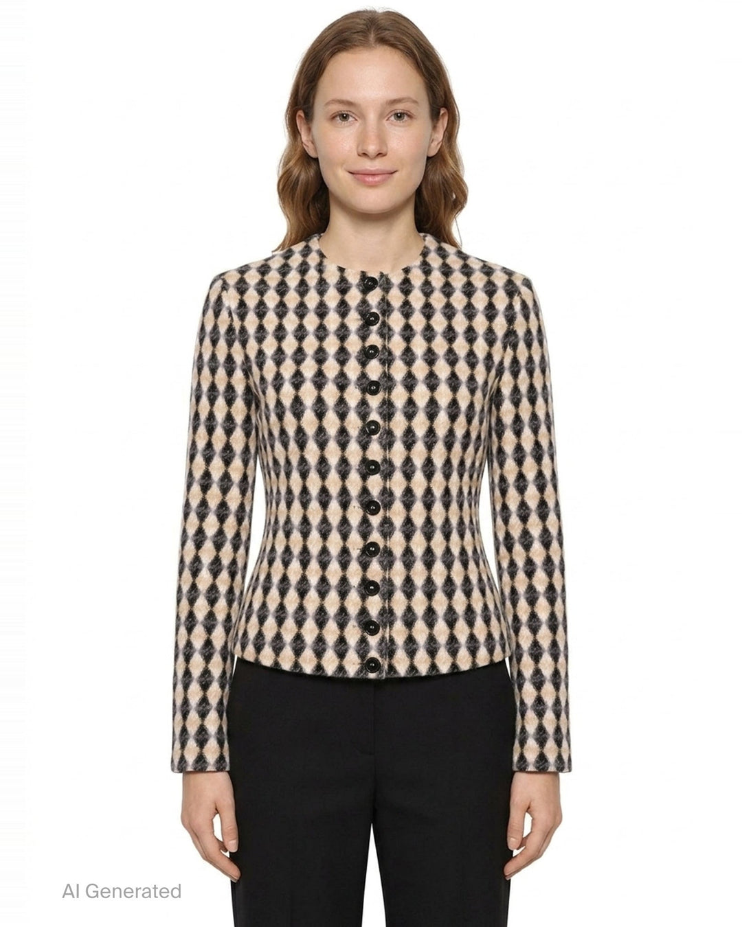 Diamond Check Fitted Jacket | MSGM | Club21 - front