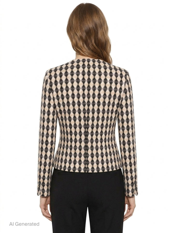 Diamond Check Fitted Jacket | MSGM | Club21 - back