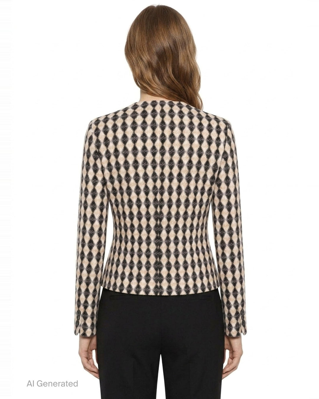 Diamond Check Fitted Jacket | MSGM | Club21 - back