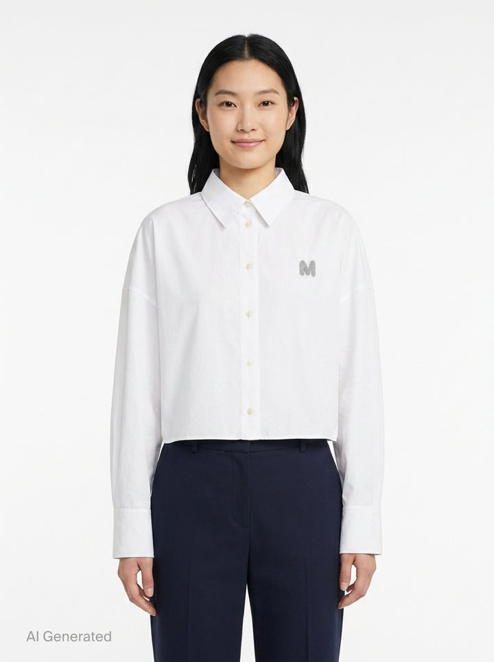 Embellished M Cropped Shirt | MSGM | Club21 - front