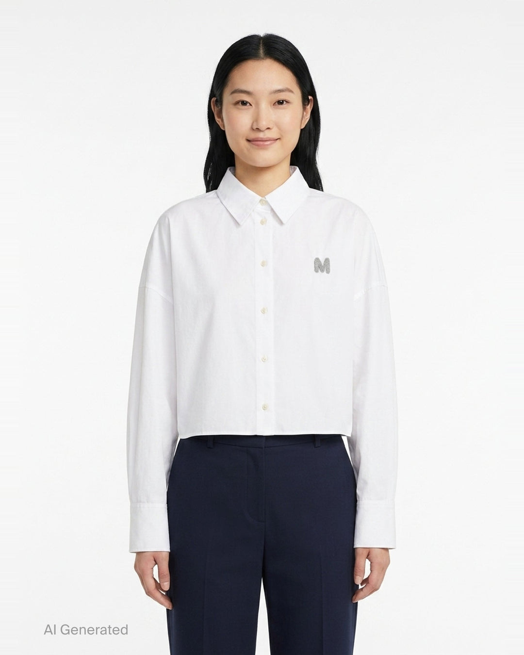 Embellished M Cropped Shirt | MSGM | Club21 - front