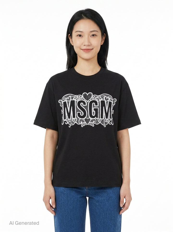 Lace Banner Tee | MSGM | Club21 - front