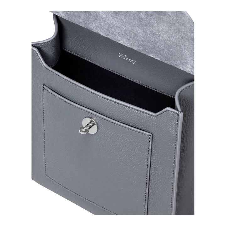 Mulberry Antony Medium Crossbody Bag in navy pebbled leather with silver-tone postman's lock closure and adjustable shoulder strap, photographed on a white background - packshot