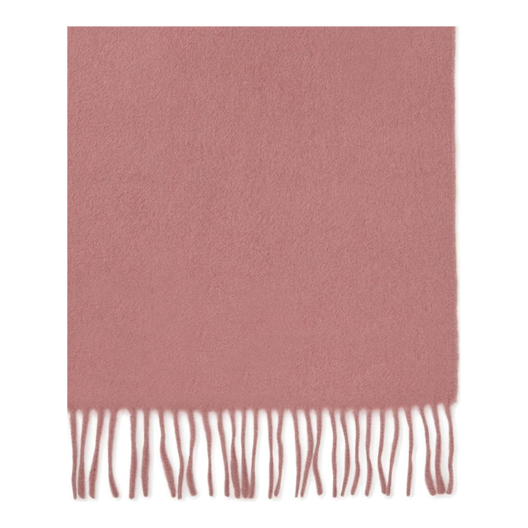 Mulberry navy cashmere scarf laid flat, 30 x 195cm, with fringe trim at both ends and tonal embroidered logo - packshot