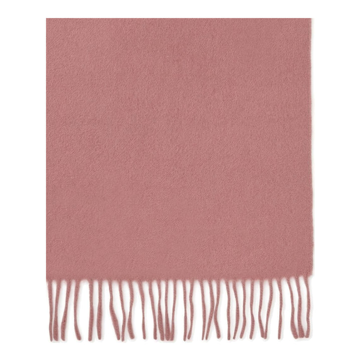 Mulberry navy cashmere scarf laid flat, 30 x 195cm, with fringe trim at both ends and tonal embroidered logo - packshot