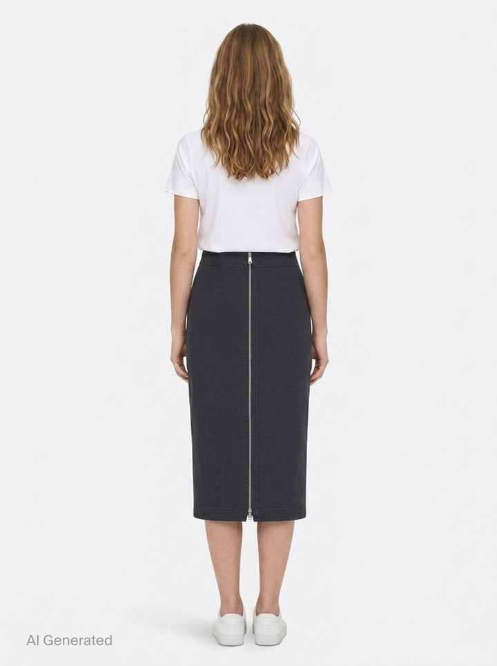 Black Denim Midi Skirt | N°21 | Club21 - back