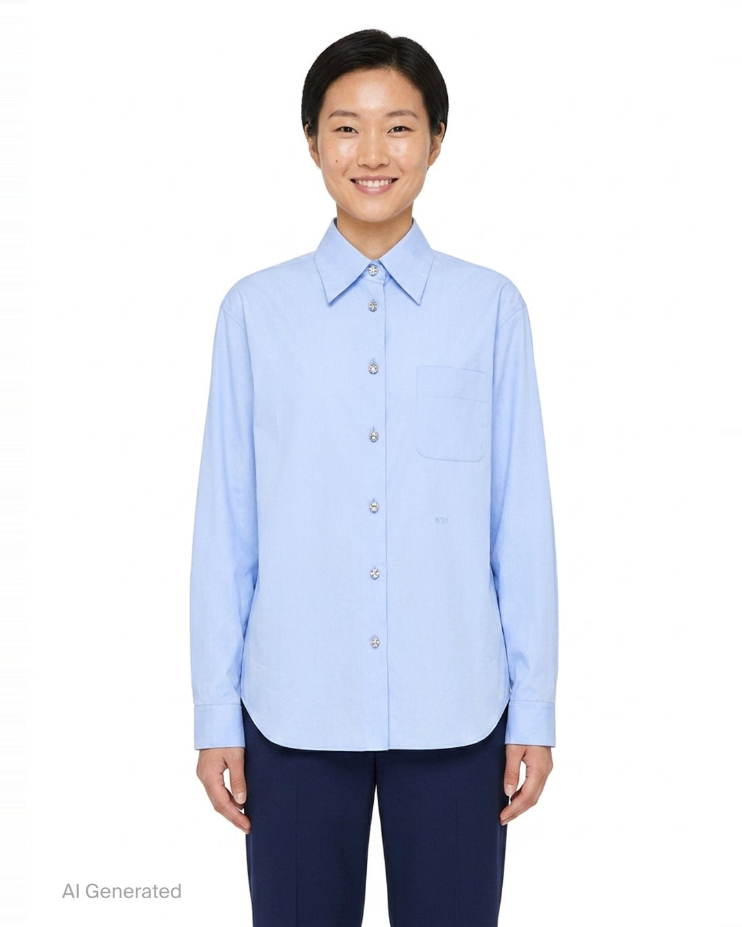 Crystal Button Poplin Shirt | N°21 | Club21 - front