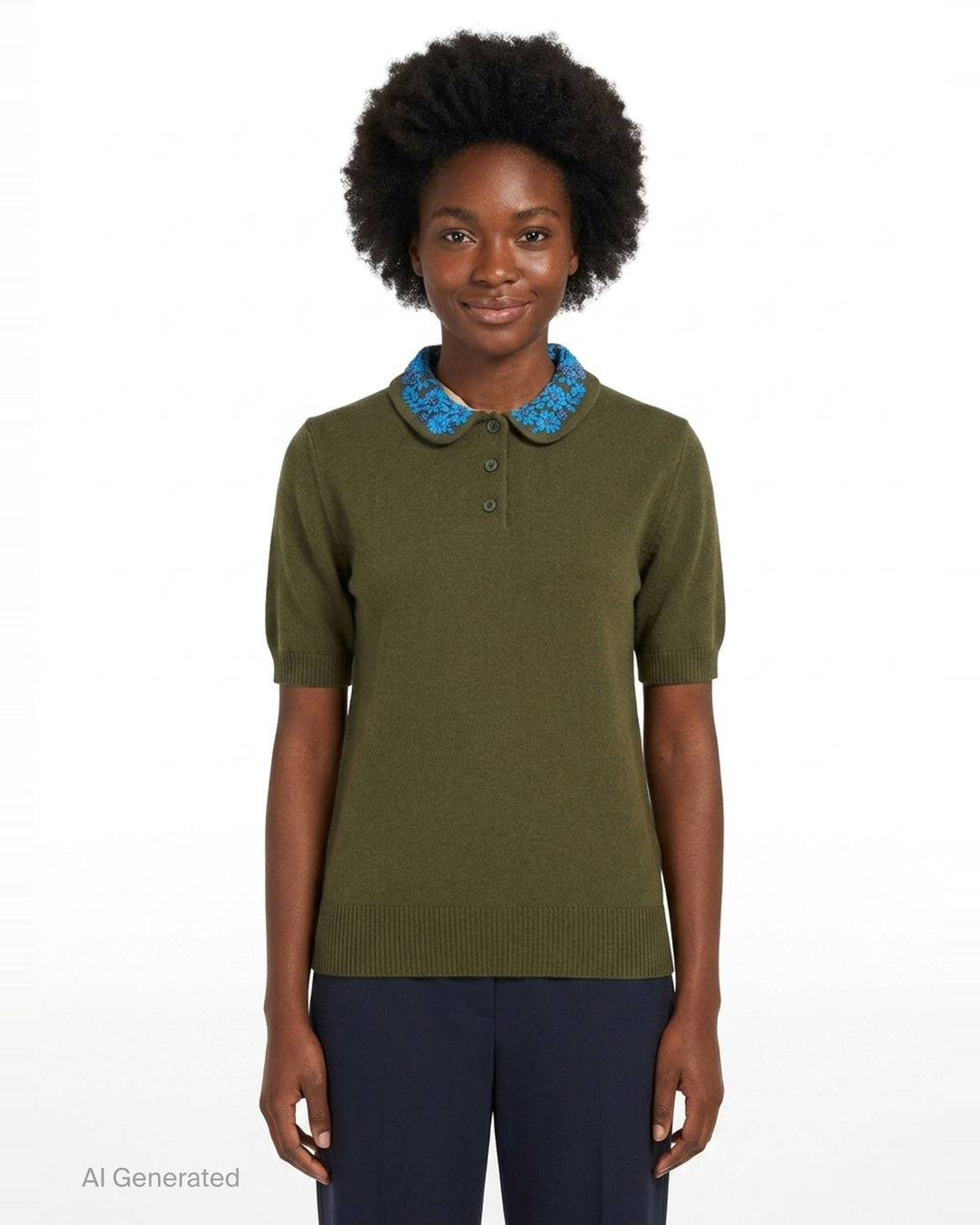 Floral Embroidered Collar Polo | N°21 | Club21 - front