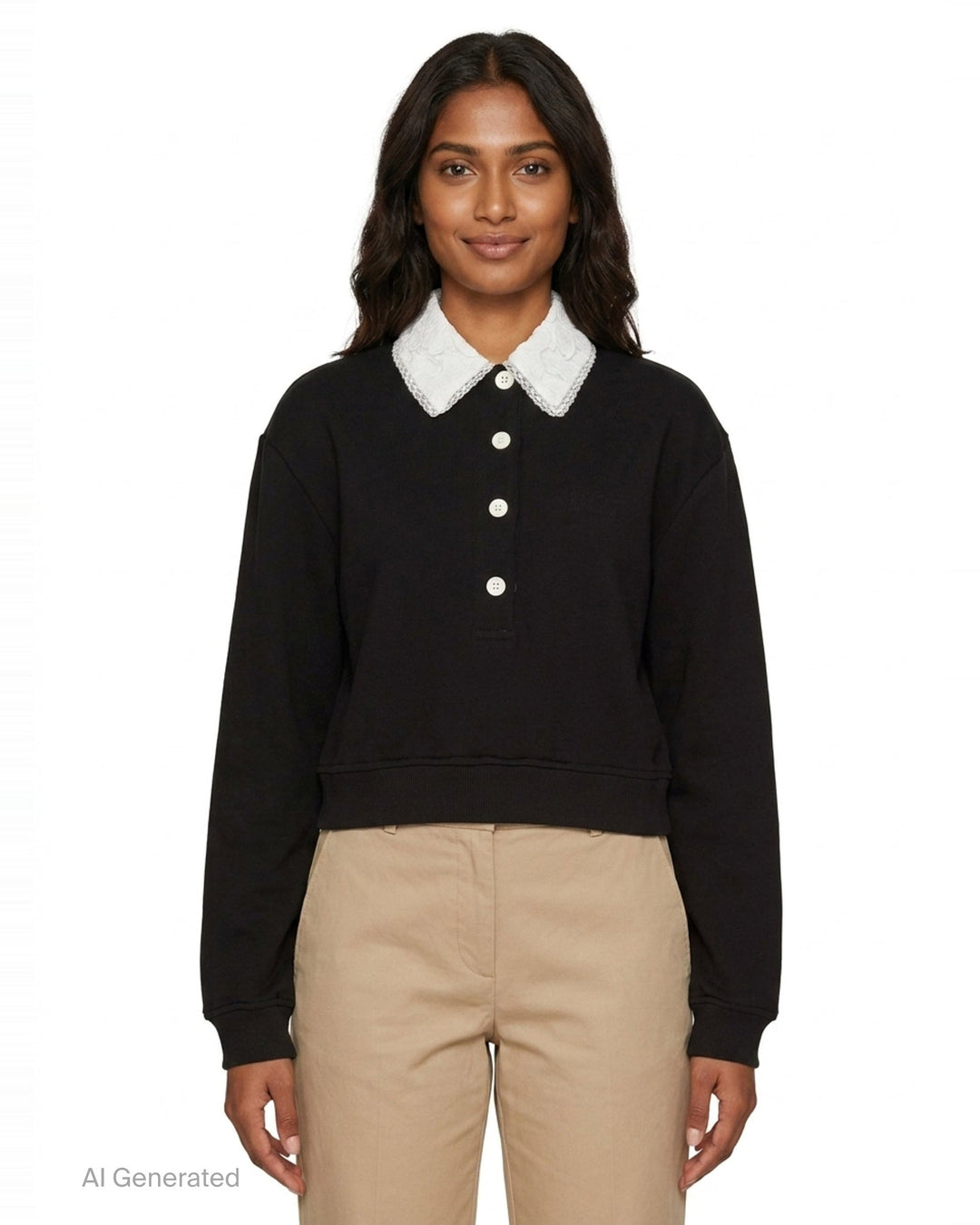 Lace Collar Button Sweatshirt | N°21 | Club21 - front