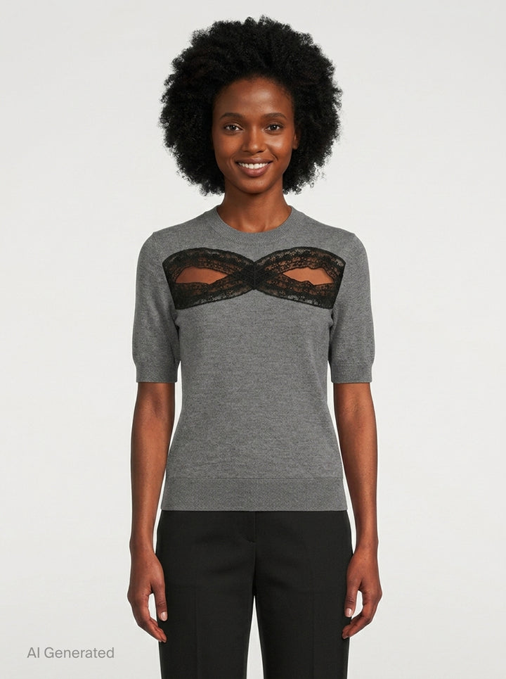Lace Detail Crew Neck Knit | N°21 | Club21 - front