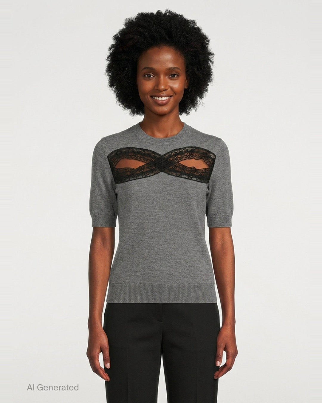 Lace Detail Crew Neck Knit | N°21 | Club21 - front