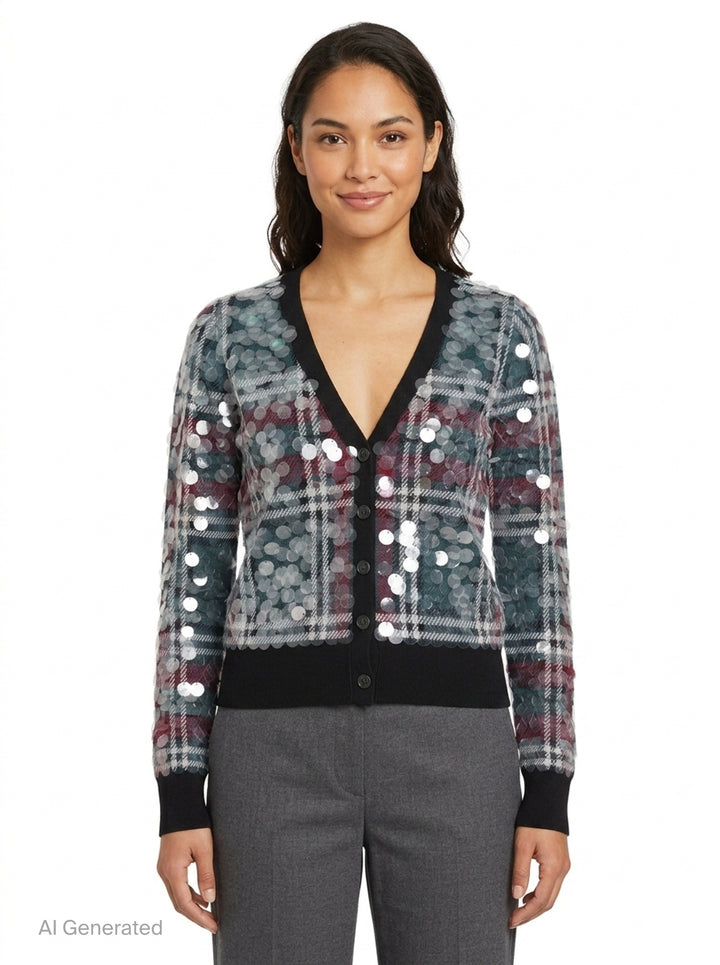 Plaid Sequin Cardigan | N°21 | Club21 - front