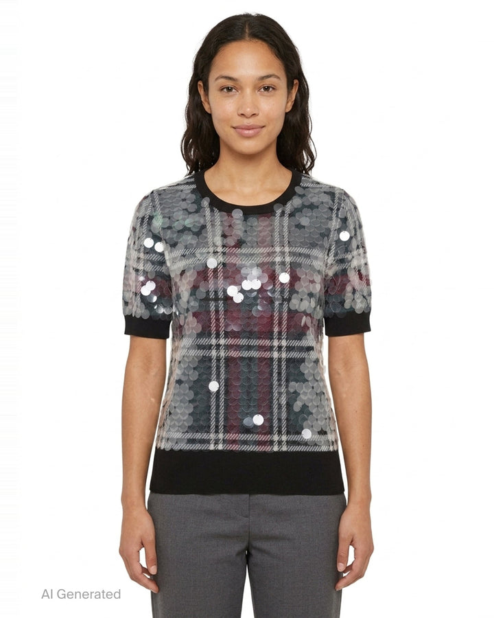 Sequin Plaid Knit Top | N°21 | Club21 - front
