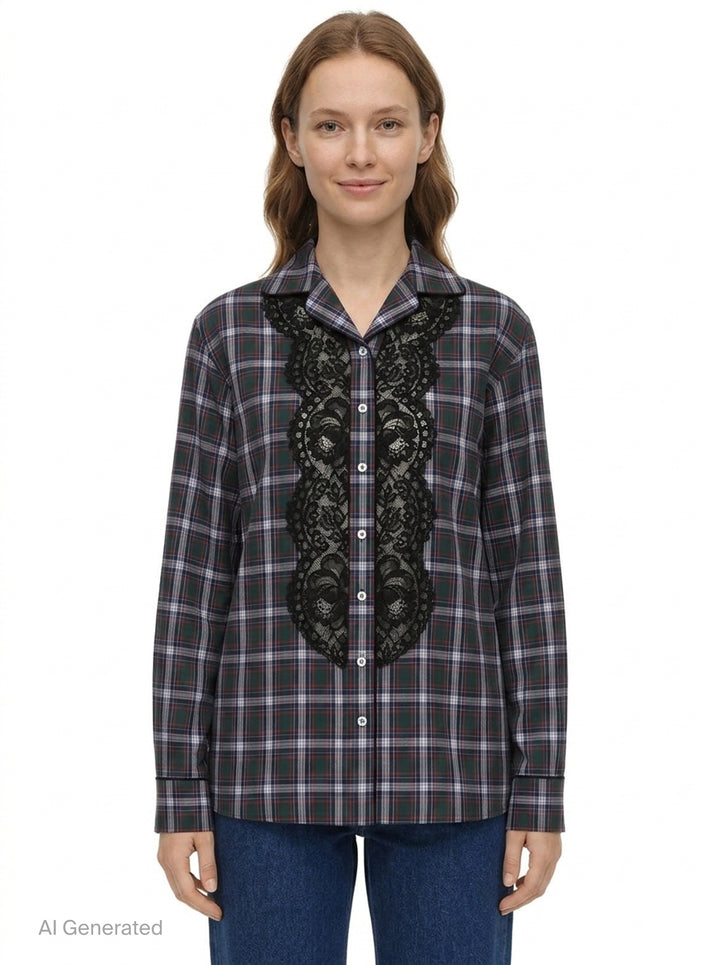 Tartan Lace Trim Shirt | N°21 | Club21 - front
