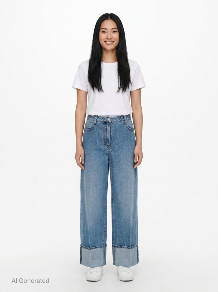 Wide Leg Cuffed Jeans | N°21 | Club21 - front