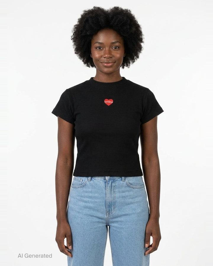 Holly Heart Embroidered Tee | Nineties | Club21 - front