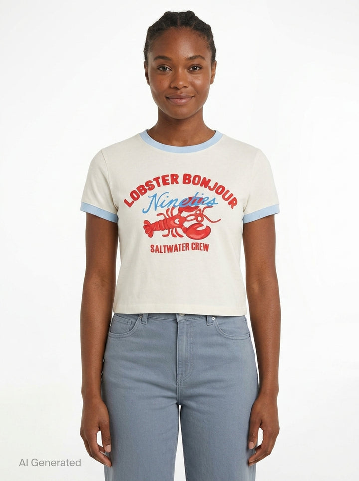 Lobster Bonjour Graphic Tee | Nineties | Club21 - front