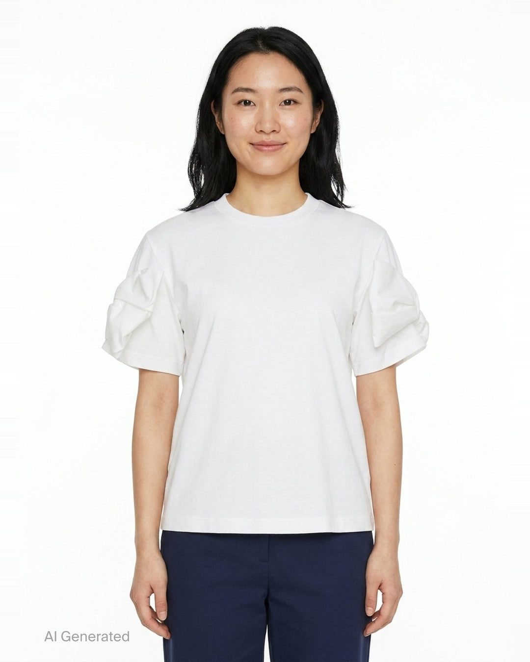 Cotton Tee With Bow Detail | Noir Kei Ninomiya | Club21 - front