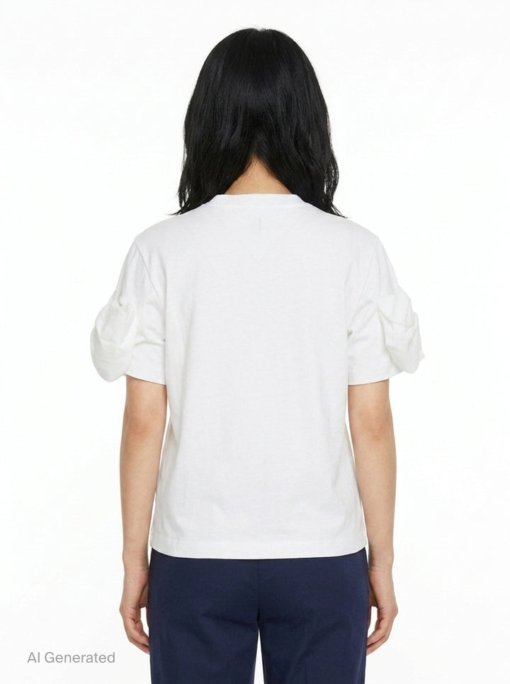 Cotton Tee With Bow Detail | Noir Kei Ninomiya | Club21 - back