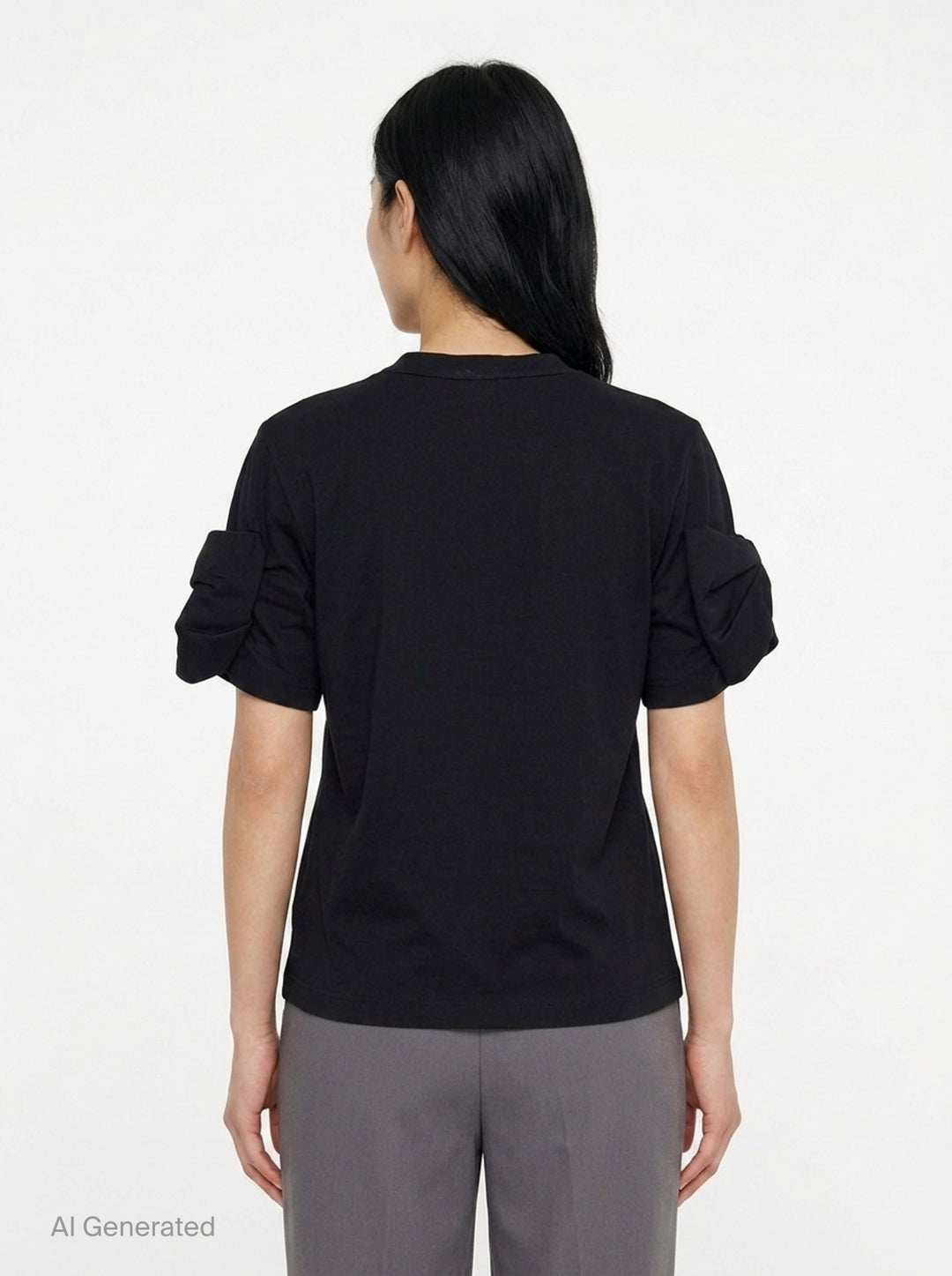 Cotton Tee With Bow Detail | Noir Kei Ninomiya | Club21 - back