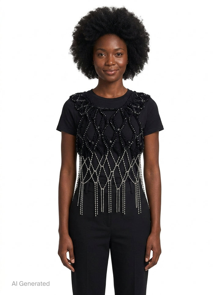 Cropped Yarn and Chain Vest | Noir Kei Ninomiya | Club21 - front