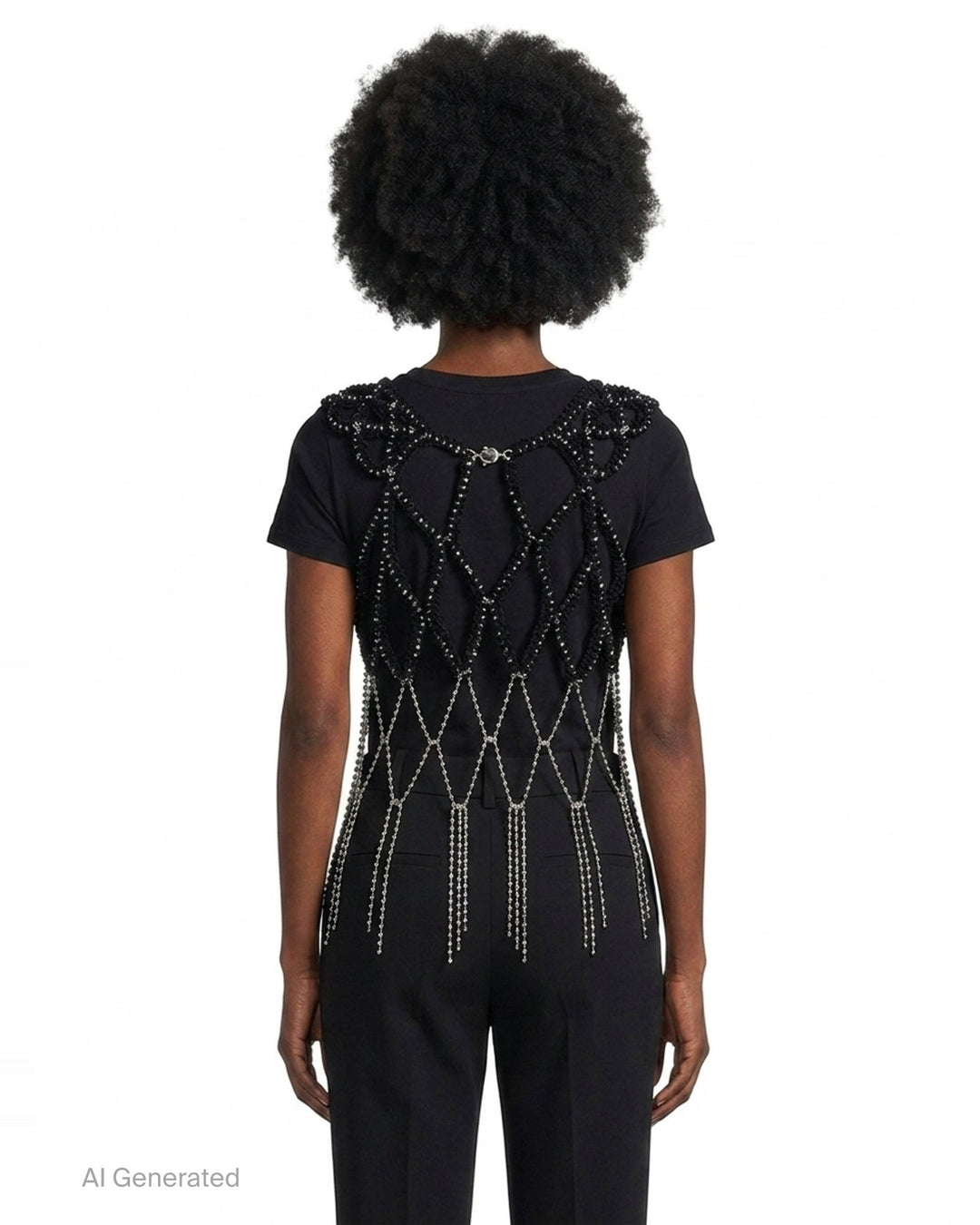 Cropped Yarn and Chain Vest | Noir Kei Ninomiya | Club21 - back