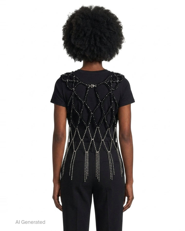 Cropped Yarn and Chain Vest | Noir Kei Ninomiya | Club21 - back