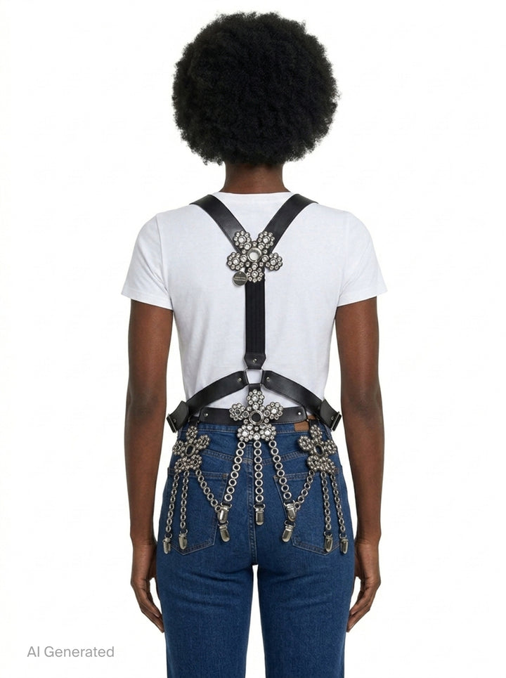 Crystal Flower Harness Vest | Noir Kei Ninomiya | Club21 - back