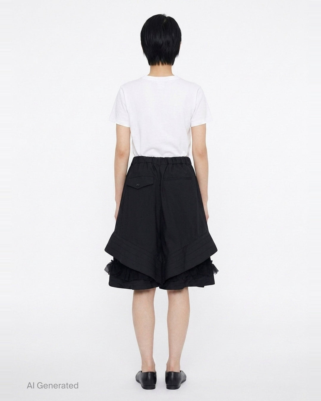 Gathered Waist Layered Shorts | Noir Kei Ninomiya | Club21 - back