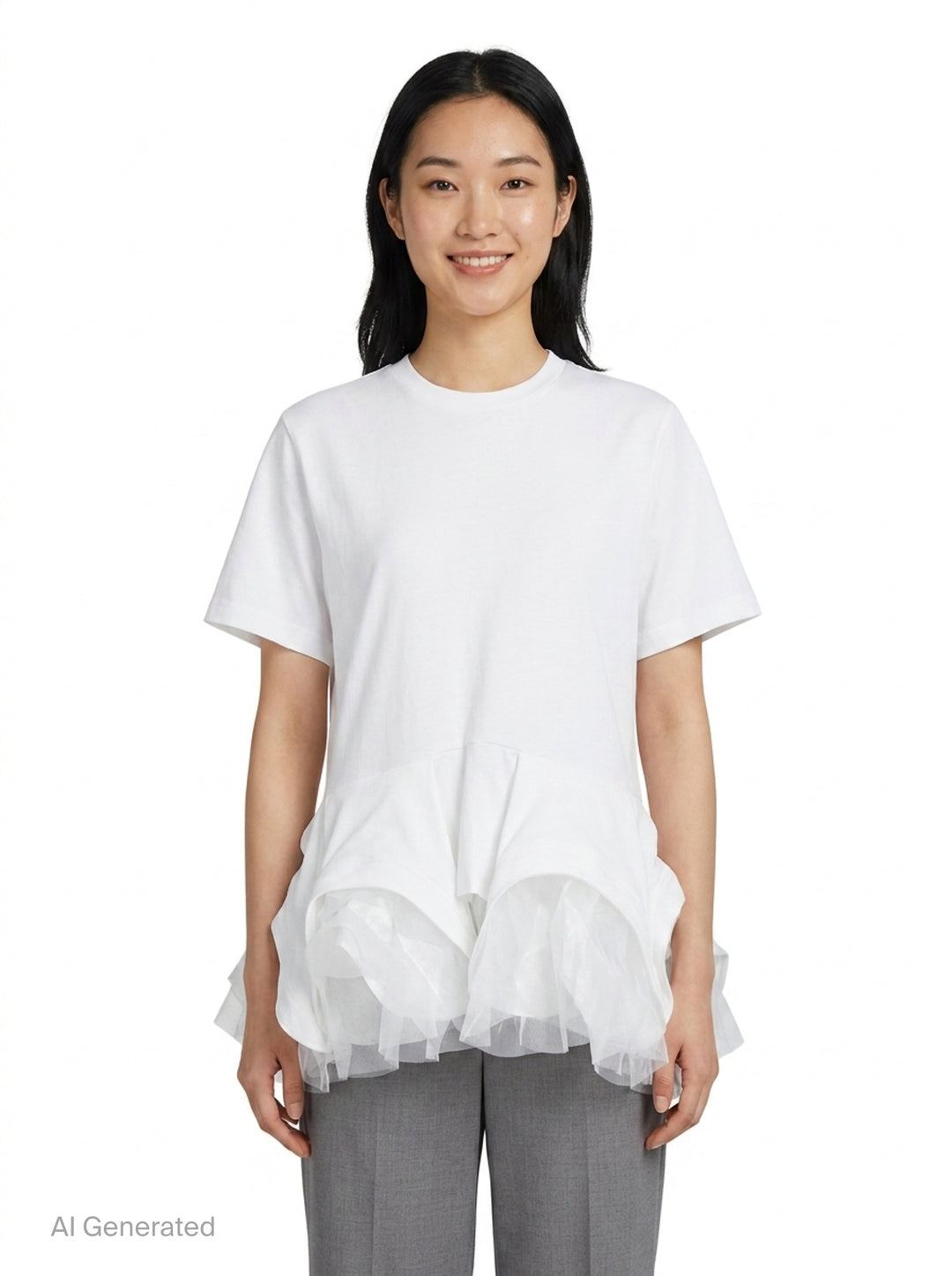 Layered Ruffle Peplum Tee | Noir Kei Ninomiya | Club21 - front